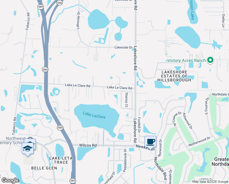 map of restaurants, bars, coffee shops, grocery stores, and more near 5206 Corvette Drive in Tampa