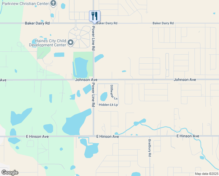 map of restaurants, bars, coffee shops, grocery stores, and more near 445 Stillwater Lane in Haines City