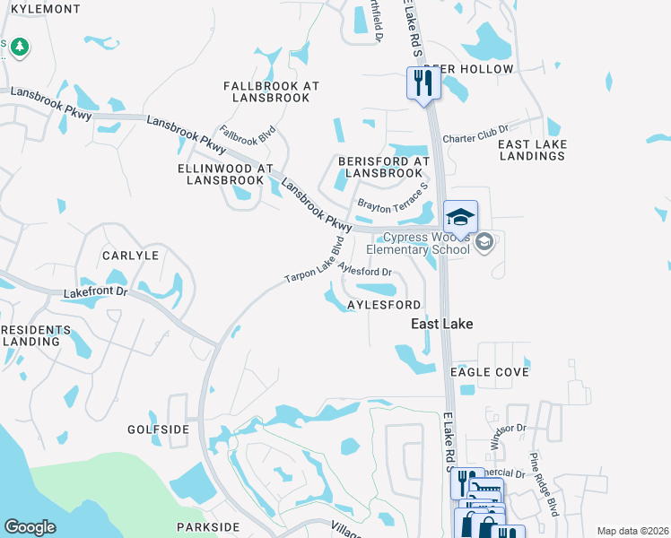 map of restaurants, bars, coffee shops, grocery stores, and more near 4604 Ayron Terrace in Palm Harbor