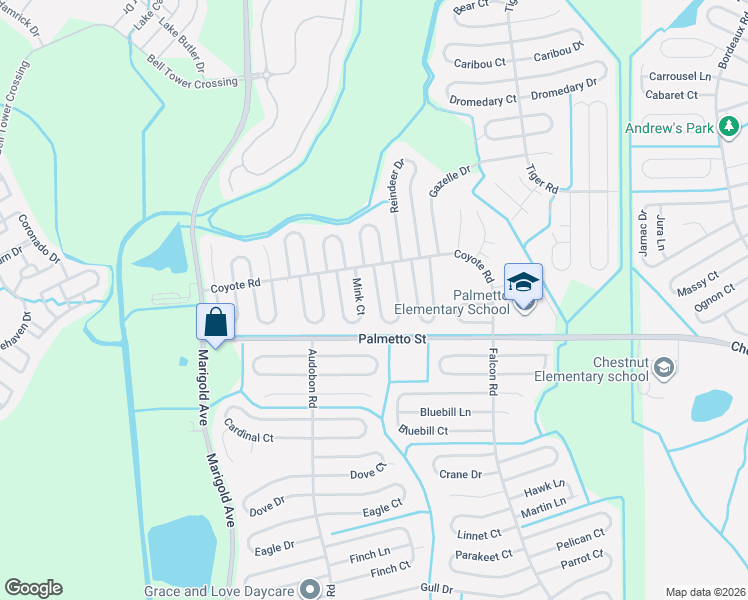 map of restaurants, bars, coffee shops, grocery stores, and more near 725 Platypus Court in Kissimmee