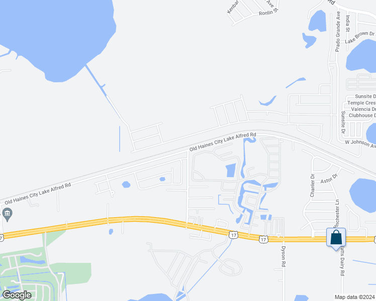 map of restaurants, bars, coffee shops, grocery stores, and more near 2096 Fletcher Trailer Park Road in Haines City