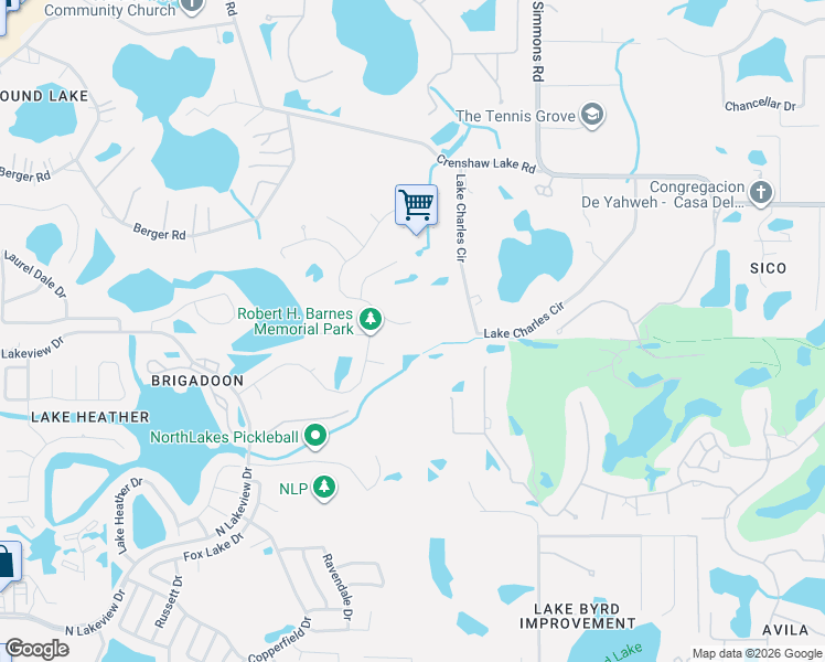 map of restaurants, bars, coffee shops, grocery stores, and more near 1104 Lake Charles Circle in Lutz