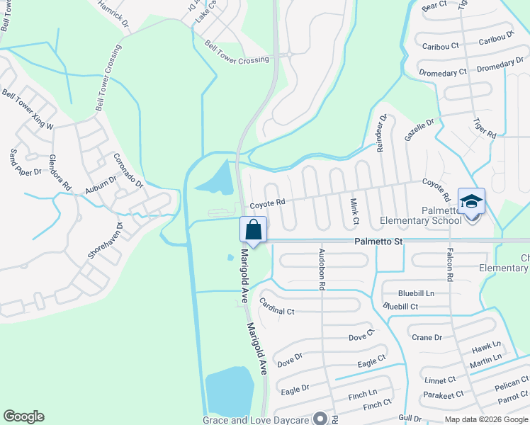 map of restaurants, bars, coffee shops, grocery stores, and more near 714 Camel Court in Kissimmee