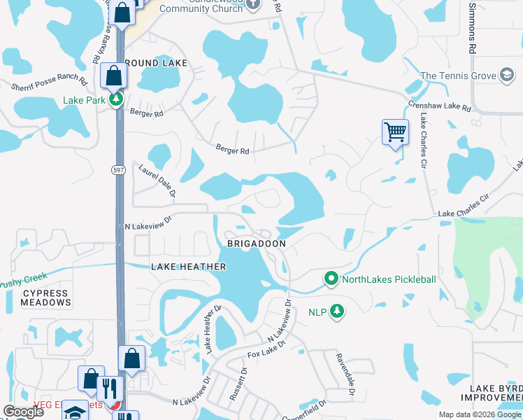 map of restaurants, bars, coffee shops, grocery stores, and more near 3107 Lakestone Drive in Tampa
