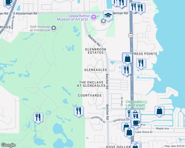 map of restaurants, bars, coffee shops, grocery stores, and more near 4163 Seton Circle in Palm Harbor