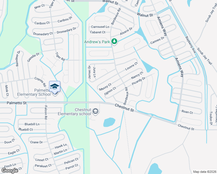 map of restaurants, bars, coffee shops, grocery stores, and more near 855 Massy Court in Kissimmee