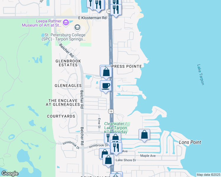 map of restaurants, bars, coffee shops, grocery stores, and more near 37590 U.S. 19 in Palm Harbor