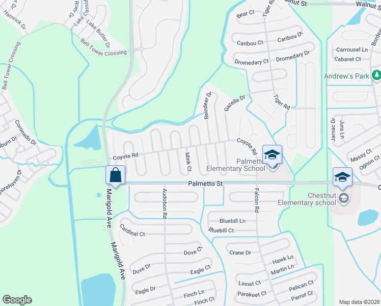 map of restaurants, bars, coffee shops, grocery stores, and more near 634 Llama Drive in Kissimmee