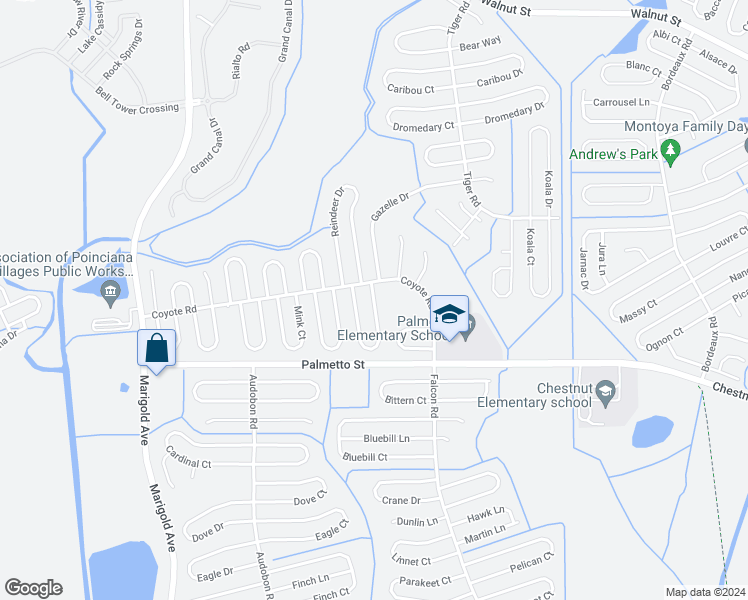 map of restaurants, bars, coffee shops, grocery stores, and more near 794 Squirrel Court in Kissimmee