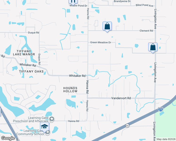 map of restaurants, bars, coffee shops, grocery stores, and more near 16908 Hanna Road in Lutz
