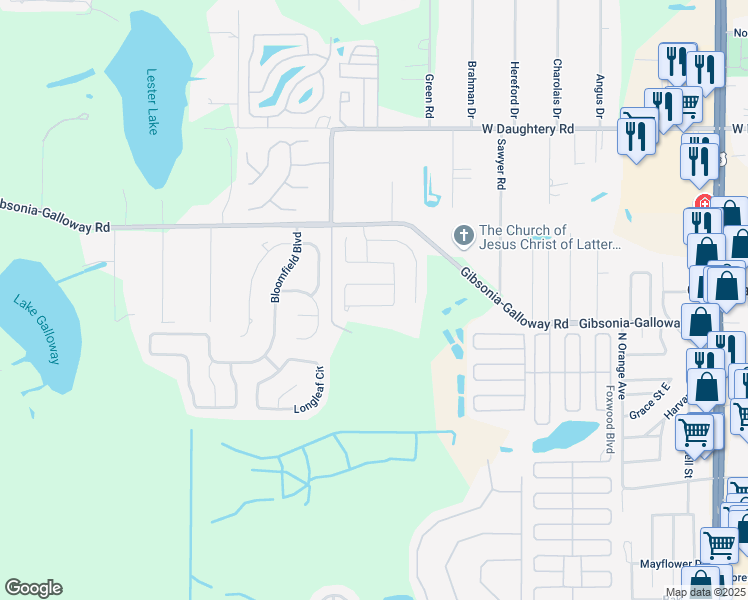 map of restaurants, bars, coffee shops, grocery stores, and more near 1986 Viewpoint Landings Road in Lakeland