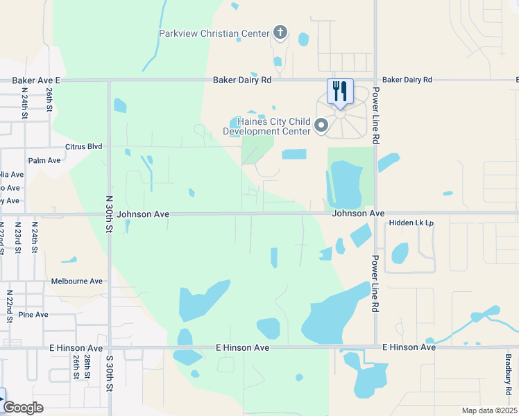 map of restaurants, bars, coffee shops, grocery stores, and more near 3644 East Johnson Avenue in Haines City