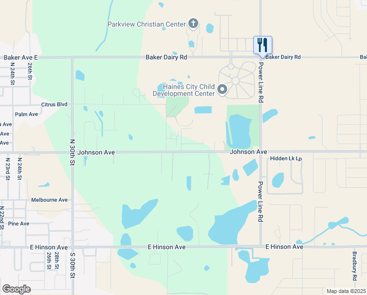 map of restaurants, bars, coffee shops, grocery stores, and more near 3644 East Johnson Avenue in Haines City