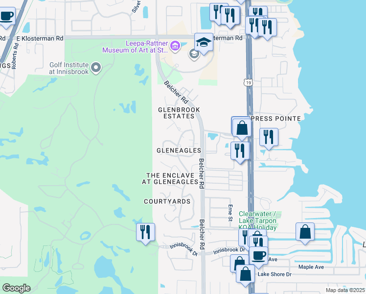 map of restaurants, bars, coffee shops, grocery stores, and more near 2600 Cypress Pond Road in Palm Harbor