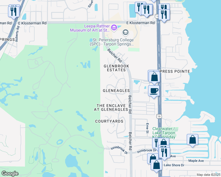 map of restaurants, bars, coffee shops, grocery stores, and more near 701 Lennox Road West in Palm Harbor