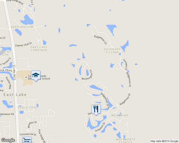 map of restaurants, bars, coffee shops, grocery stores, and more near 4432 Worthington Circle in Palm Harbor