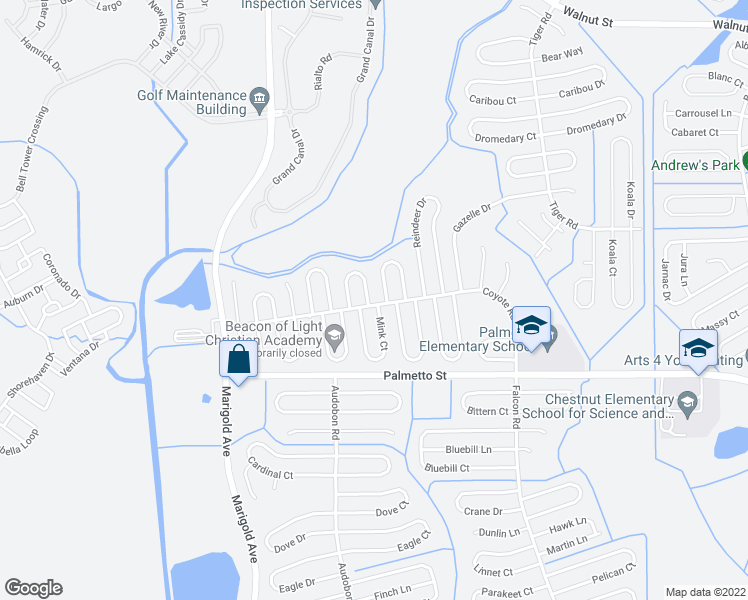 map of restaurants, bars, coffee shops, grocery stores, and more near 634 Llama Drive in Kissimmee