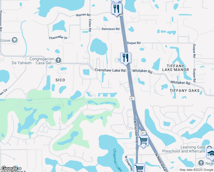 map of restaurants, bars, coffee shops, grocery stores, and more near 16907 Candeleda De Avila in Tampa