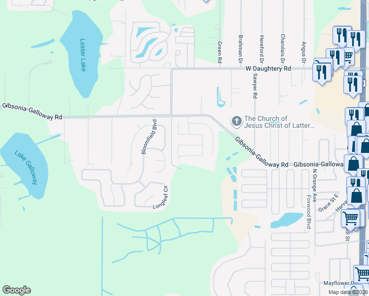 map of restaurants, bars, coffee shops, grocery stores, and more near 1986 Viewpoint Landings Road in Lakeland