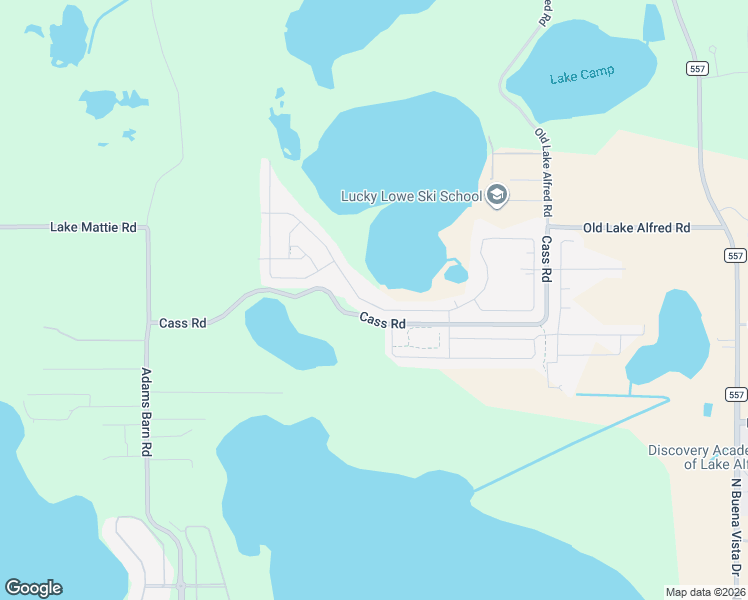map of restaurants, bars, coffee shops, grocery stores, and more near 2307 Cass Road in Lake Alfred