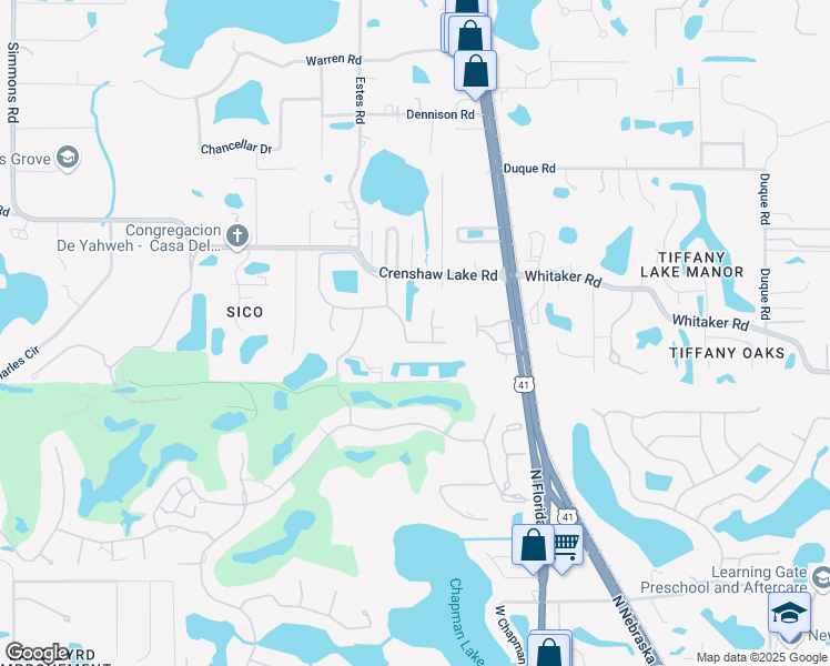 map of restaurants, bars, coffee shops, grocery stores, and more near 16907 Candeleda De Avila in Tampa