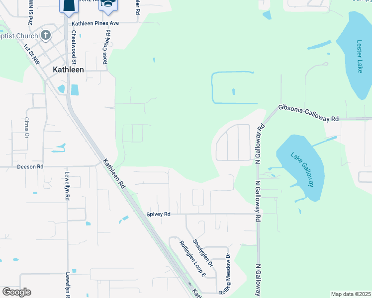 map of restaurants, bars, coffee shops, grocery stores, and more near North Galloway Road in Lakeland
