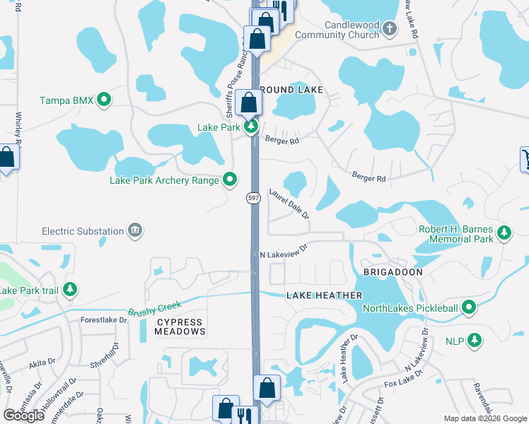 map of restaurants, bars, coffee shops, grocery stores, and more near 3315 Laurel Dale Drive in Tampa