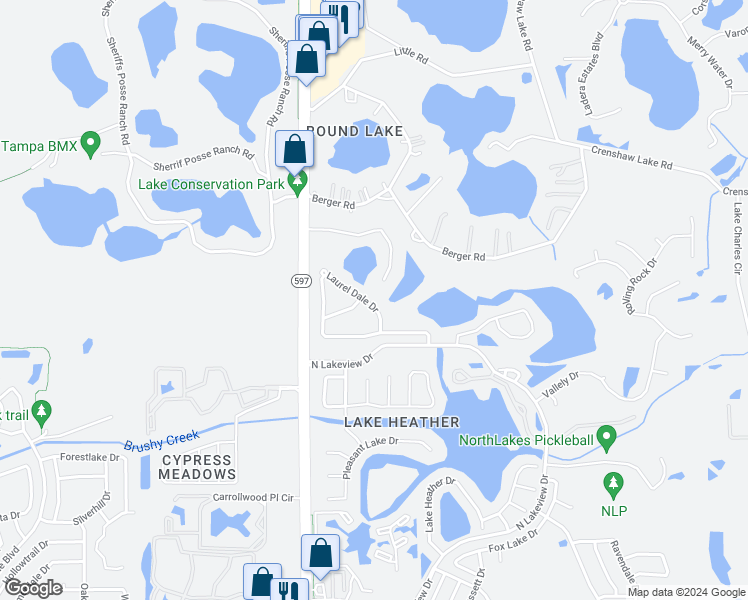 map of restaurants, bars, coffee shops, grocery stores, and more near 3438 Laurel Dale Drive in Tampa