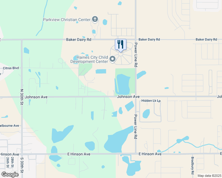 map of restaurants, bars, coffee shops, grocery stores, and more near 3898 East Johnson Avenue in Haines City