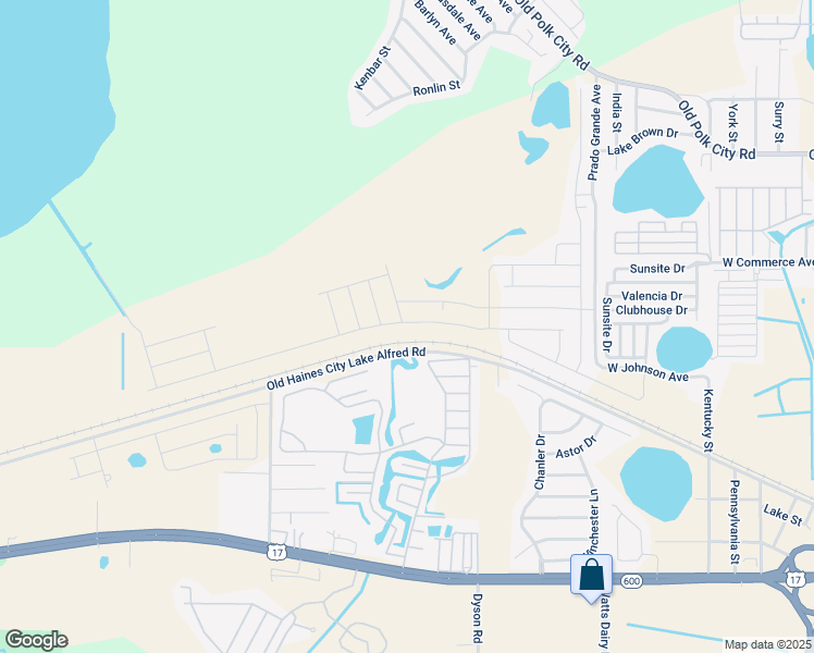 map of restaurants, bars, coffee shops, grocery stores, and more near Old Haines City Lake Alfred Road in Haines City