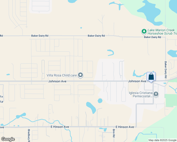 map of restaurants, bars, coffee shops, grocery stores, and more near 542 Georgene Road in Haines City