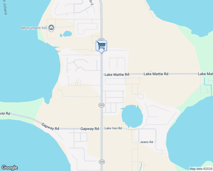 map of restaurants, bars, coffee shops, grocery stores, and more near 495 Lake Juliana Drive in Auburndale