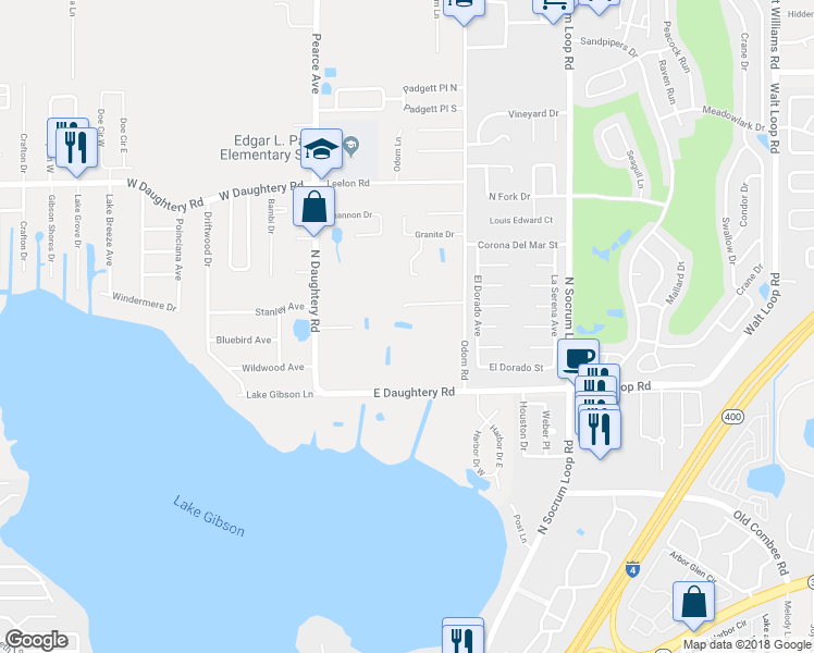 map of restaurants, bars, coffee shops, grocery stores, and more near 215 Mary Catherine Court in Lakeland