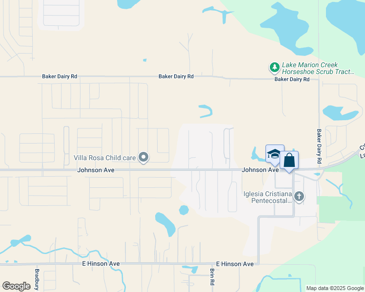 map of restaurants, bars, coffee shops, grocery stores, and more near 542 Georgene Road in Haines City