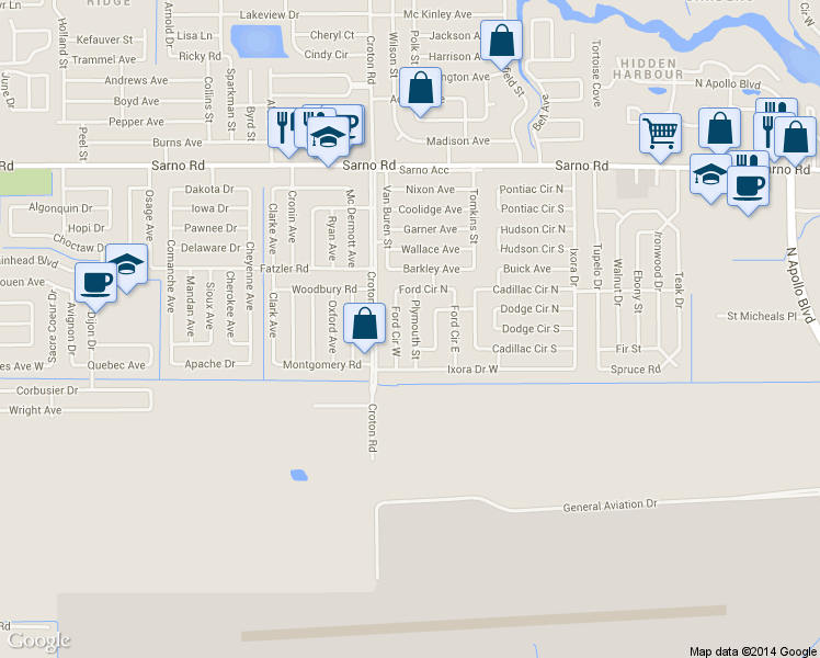 map of restaurants, bars, coffee shops, grocery stores, and more near 564 Plymouth Street in Melbourne