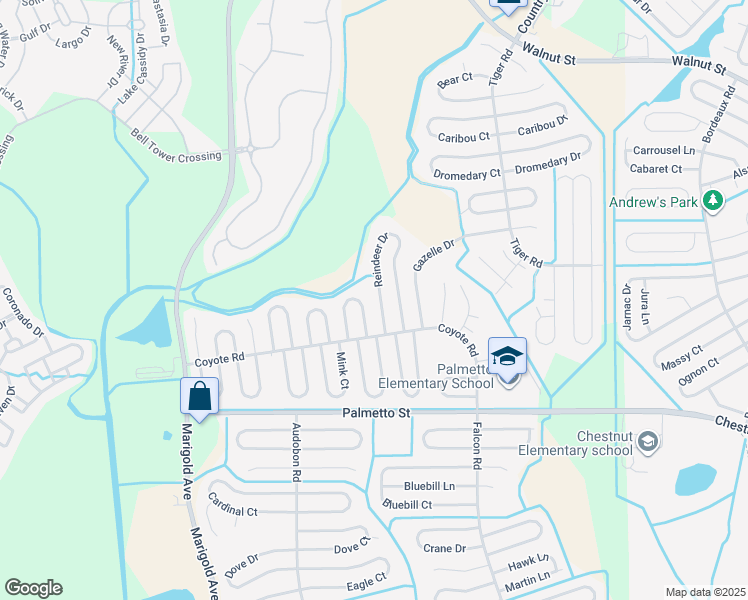 map of restaurants, bars, coffee shops, grocery stores, and more near 614 Reindeer Drive in Kissimmee