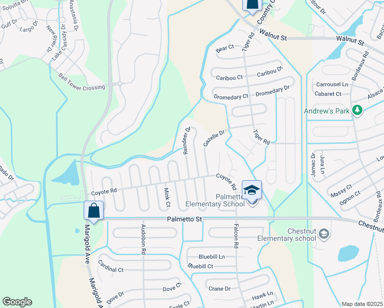 map of restaurants, bars, coffee shops, grocery stores, and more near 682 Reindeer Drive in Poinciana