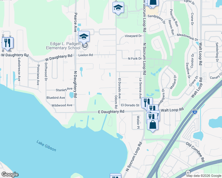 map of restaurants, bars, coffee shops, grocery stores, and more near 253 Mary Catherine Court in Lakeland