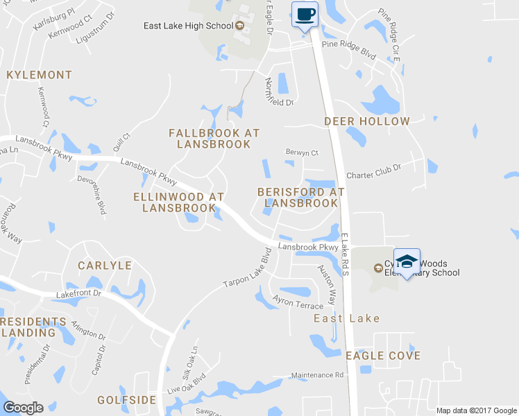map of restaurants, bars, coffee shops, grocery stores, and more near 4499 Bardsdale Drive in Palm Harbor