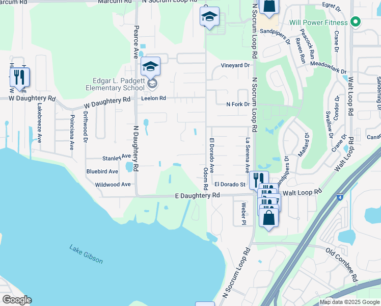 map of restaurants, bars, coffee shops, grocery stores, and more near 240 Mary Catherine Court in Lakeland