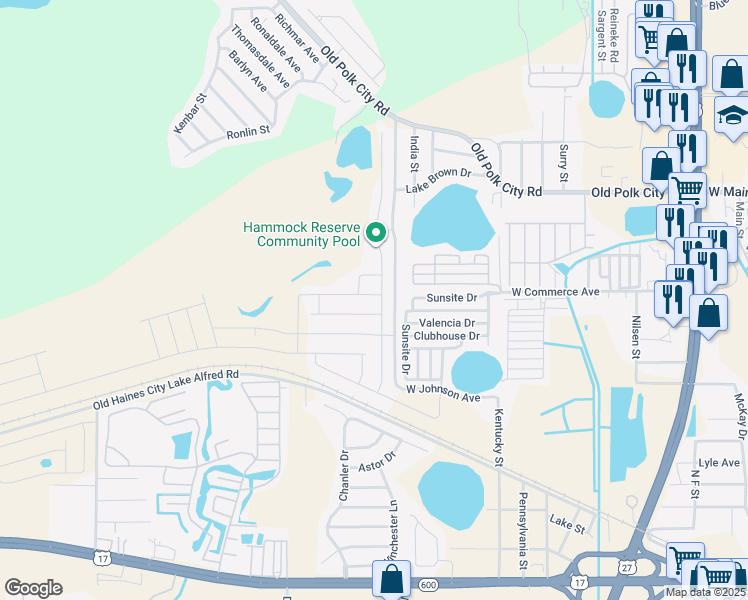 map of restaurants, bars, coffee shops, grocery stores, and more near 900-906 Prado Grande Avenue in Haines City