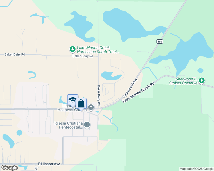 map of restaurants, bars, coffee shops, grocery stores, and more near 5509 Baker Dairy Road in Haines City