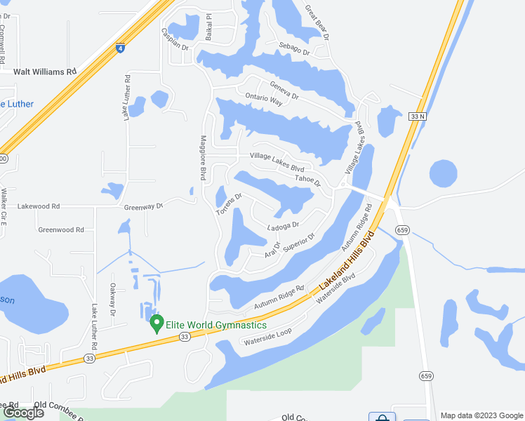 map of restaurants, bars, coffee shops, grocery stores, and more near 2528 Torrens Drive in Lakeland