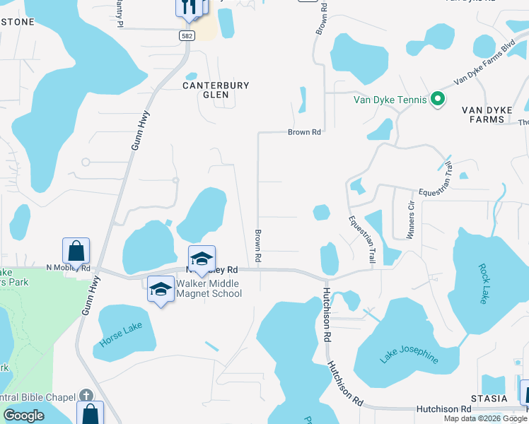 map of restaurants, bars, coffee shops, grocery stores, and more near 17109 Brown Road in Odessa
