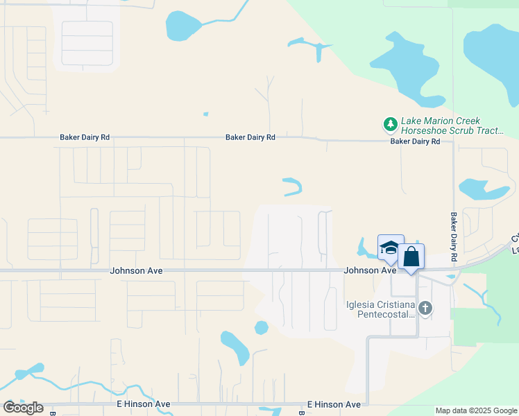 map of restaurants, bars, coffee shops, grocery stores, and more near 592 Georgene Road in Haines City