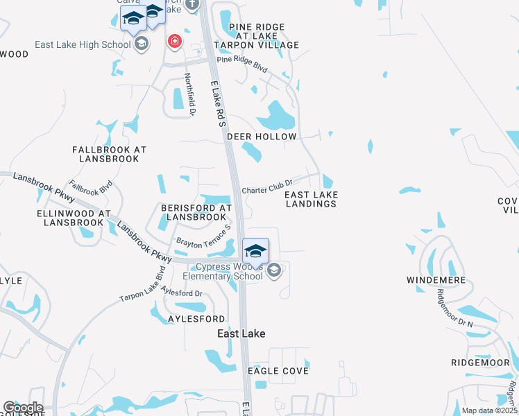 map of restaurants, bars, coffee shops, grocery stores, and more near 1755 East Lake Road South in Tarpon Springs