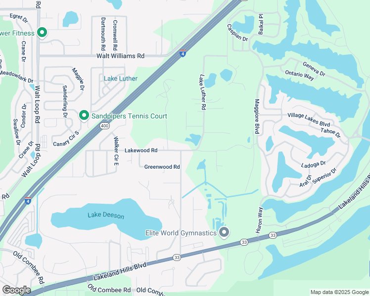 map of restaurants, bars, coffee shops, grocery stores, and more near 5724 Lakewood Road in Lakeland