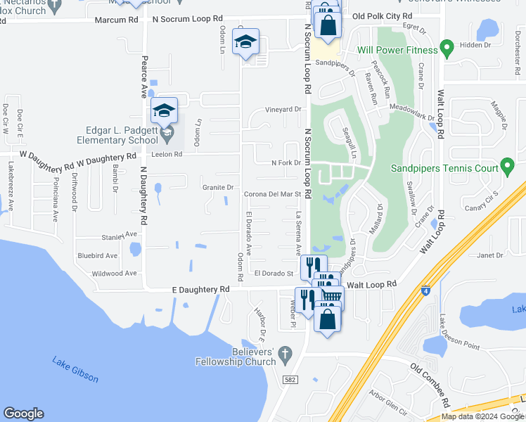 map of restaurants, bars, coffee shops, grocery stores, and more near 339 Pico Court in Lakeland