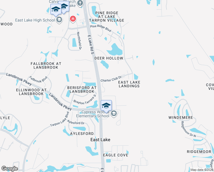 map of restaurants, bars, coffee shops, grocery stores, and more near 1755 East Lake Road South in Tarpon Springs