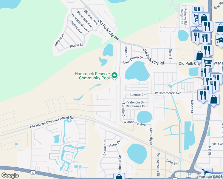 map of restaurants, bars, coffee shops, grocery stores, and more near 900-906 Prado Grande Avenue in Haines City